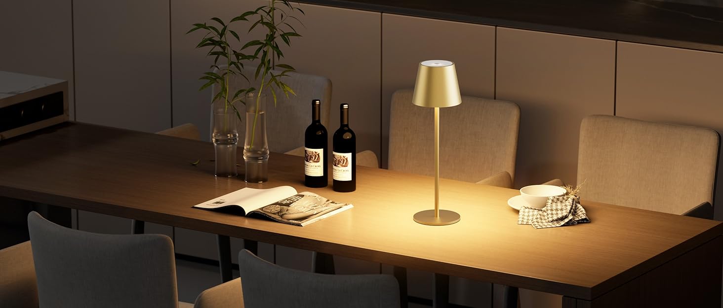LED настільна лампа K-Bright з регулюванням яскравості, акумуляторна, бездротова, 3000K/4000K/6000K, 3 колірні температури, USB-C, IP54, вологостійка, чорна, 1 шт.