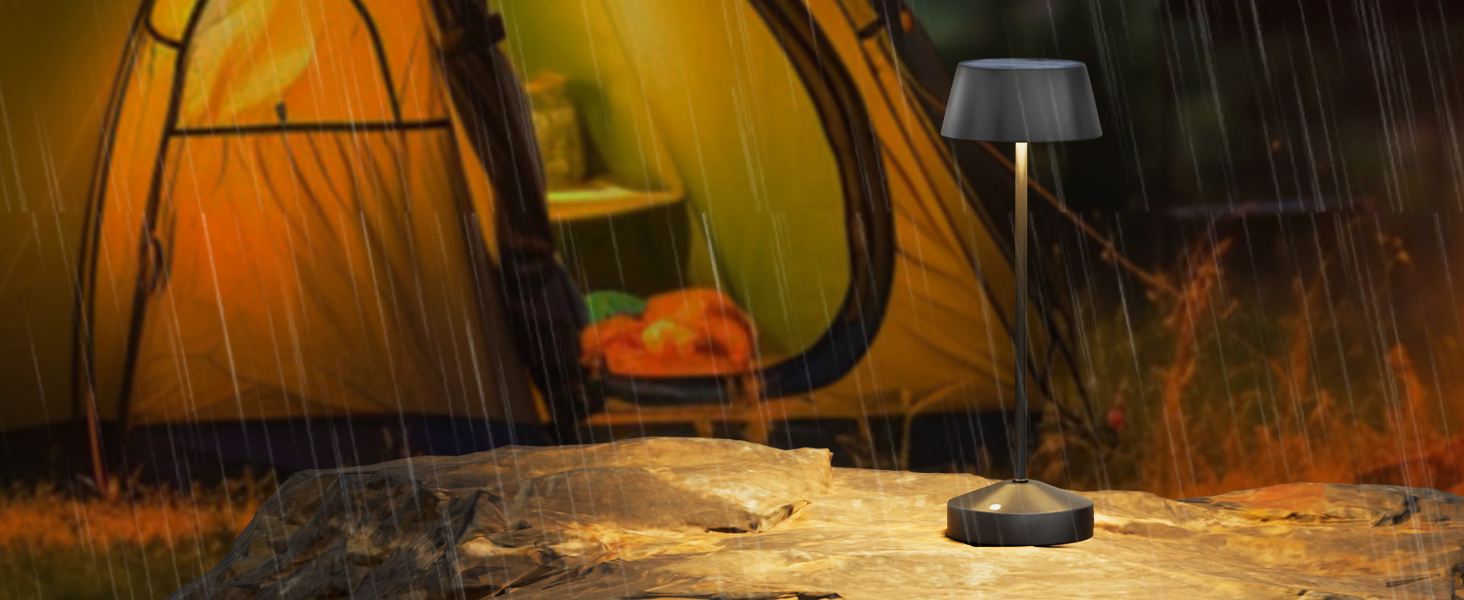 Світлодіодні настільні лампи сонячні LED 2 шт. для вулиці 3000K з сенсорним вимикачем, акумуляторні, димовані, IP44 для кемпінгу, саду, балкону, тераси