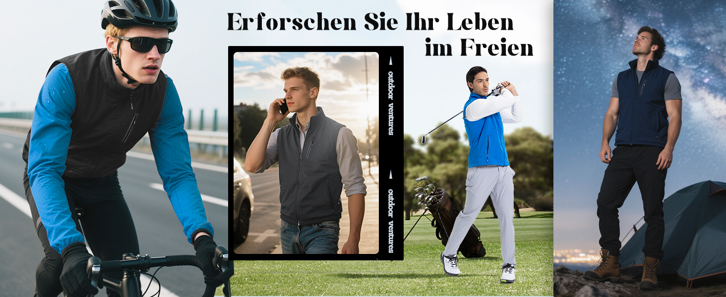 Чоловіча софтшеллова жилетка Outdoor Ventures для активного відпочинку: велосипедна, водонепроникна, вітронепроникна, чорна