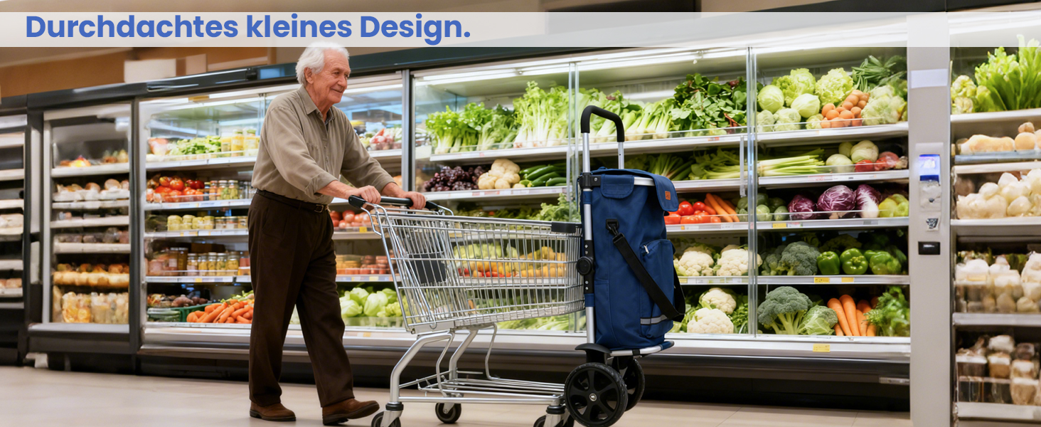 Складаний візок для покупок Sekey 60L з кулерним та відділенням для напоїв, 3-в-1, з регульованою ручкою, для покупок та кемпінгу, чорний