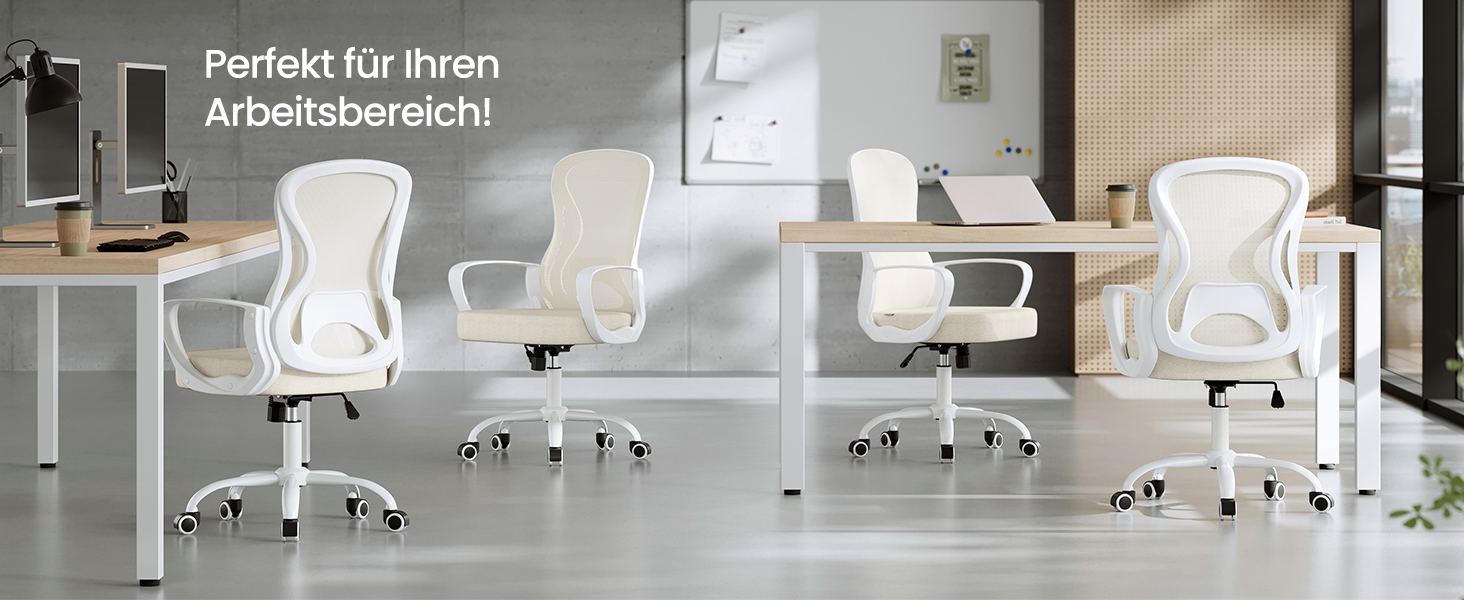 Офісний стіл SONGMICS, ергономічне крісло з сіткою, з підтримкою попереку, регульована спинка та підголівник, для дому та офісу, OBN041B01 (пісочний беж)