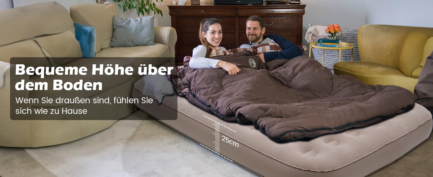 Надувне ліжко для двох осіб, самонадувне, з електричним насосом. Розмір 198x152x25 см