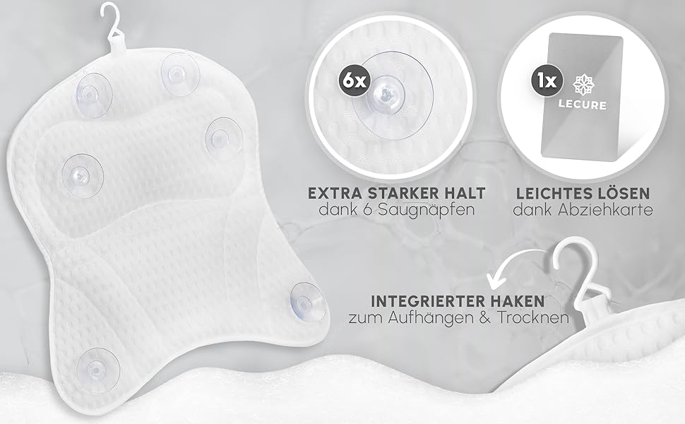 Подушка для ванни з губкою [в комплекті] - Дихаюча подушка для ванни для шиї та спини з ергономічною формою - Якісна подушка для розслаблення