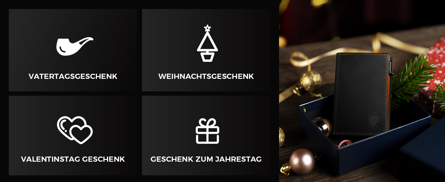 Чоловічий гаманець MagSnap Portmonee з відділом для монет, RFID захистом, для 10+ карток, чорно-помаранчевий