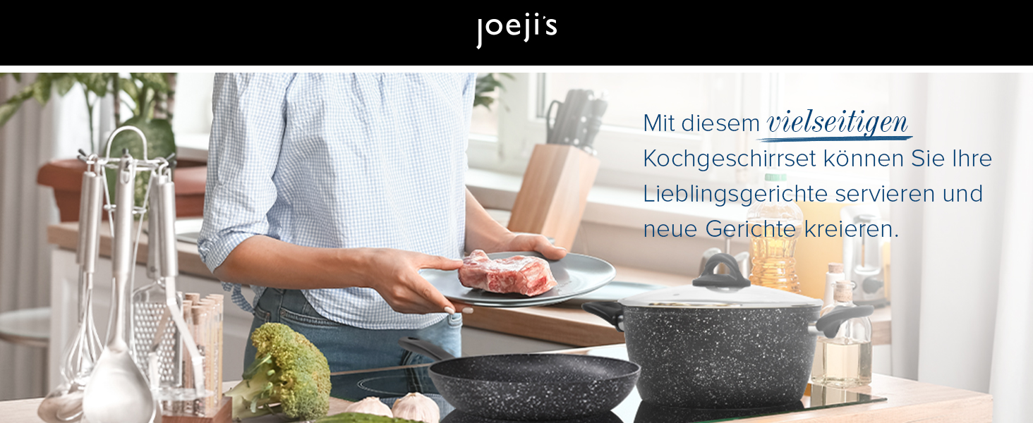 Набір сковорідок Joeji's Kitchen 3 шт. для індукції, антипригарні сковороди, набір для смаження, підходить для індукційних плит