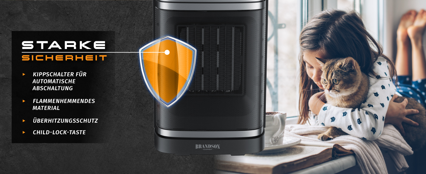 Електричний обігрівач Brandson з Wi-Fi, дистанційним керуванням та режимом ECO - тихий, з дитячим замком, таймером, для ванної, вітальні, офісу, дитячої кімнати