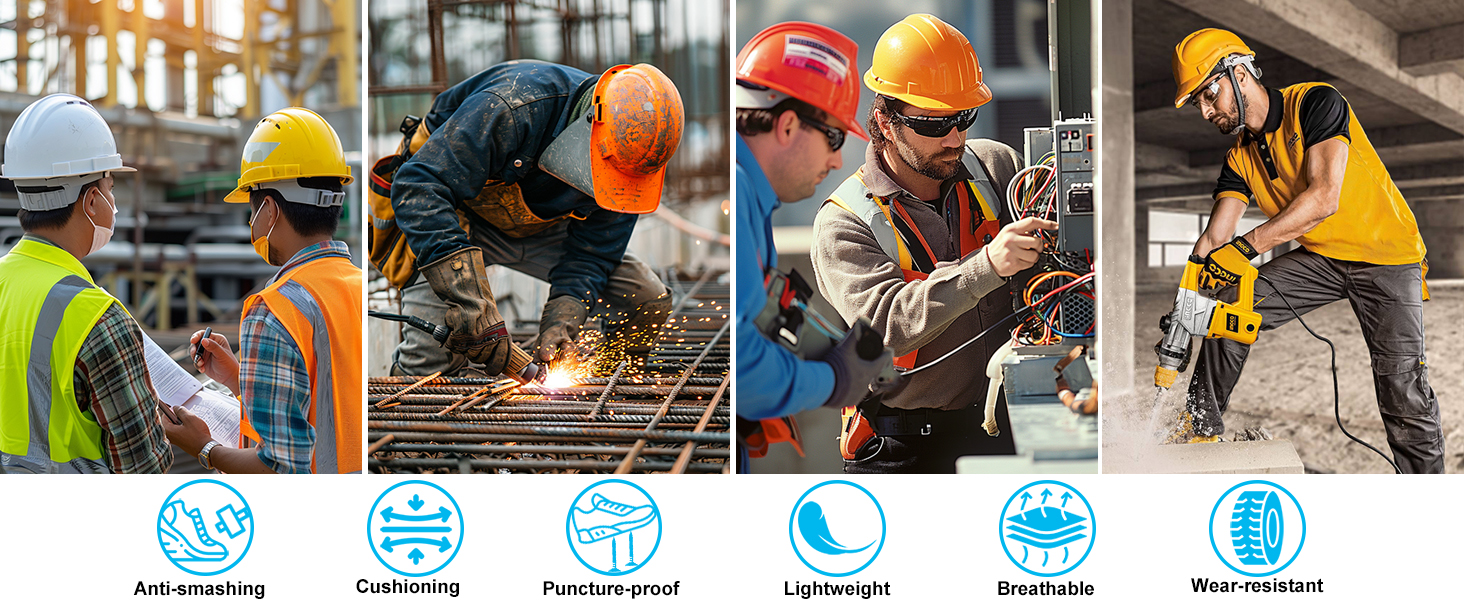 Черевики безпеки для чоловіків та жінок, легкі та дихаючі з повітряною подушкою, 40 EU