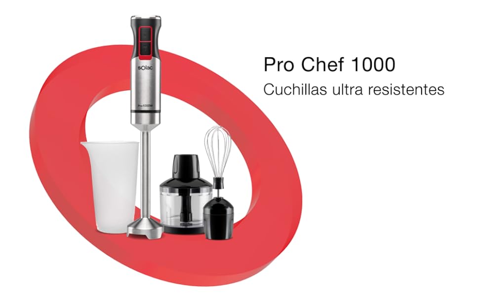 Блендер Solac Pro Chef 1000 Stabmixer з нержавіючої сталі, 1000 Вт, 3 насадки | Блендер занурювальний
