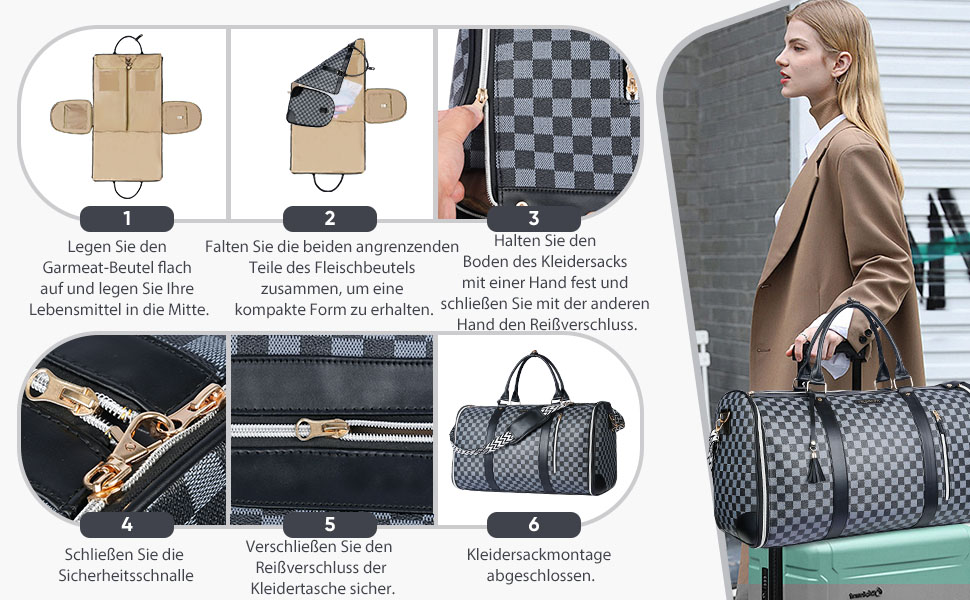 Сумка-трансформер для подорожей 50 л, 2-в-1 з водонепроникним взуттям та системою проти зминання – для жінок та чоловіків, ідеальна для ділових поїздок та відпочинку (Чорна)