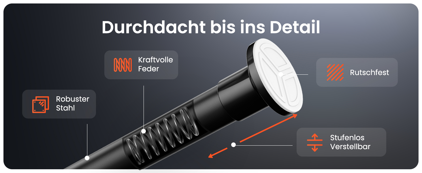 Штанга для душу без свердління 160-210 см, срібна, Ø 25 мм, телескопічна, з кріпленнями. Підходить для ванної, душу та перегородки. Телескопічна штанга для вікна 50-80 см, матовий чорний