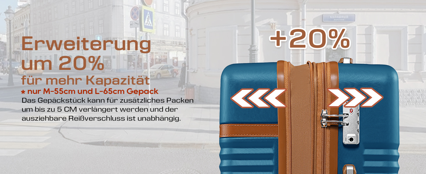 Набір валіз Joyway 5шт з ABS, розширюваний, з TSA-замком, 4 колеса, включає: валіза, сумка, кульчатий мішечок, колір: морська хвиля