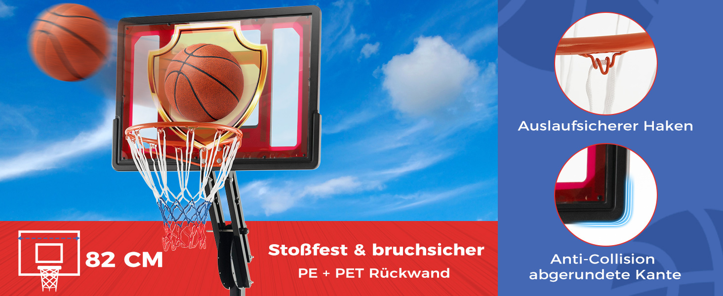 COSTWAY Adjustable Height Basketball Stand - Outdoor Basketball Hoop with Stand & Wheels, Weighted Base, Mobile Basketball System for Kids & Teens - Includes Ball & Pump
