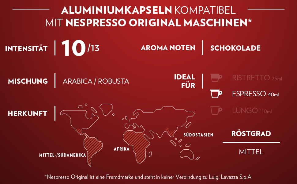 Кава Lavazza Espresso Qualità Rossa в алумінієвих капсулах, сумісні з Nespresso, 10 шт по 10 г