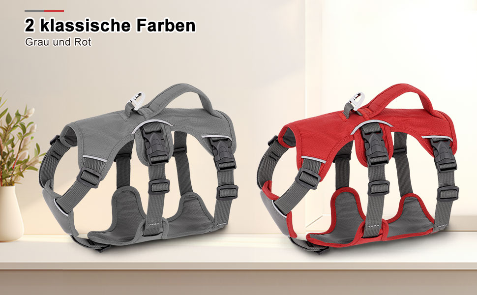 Безпечне шлейка для собак середніх порід Beirui - відбиваючі елементи, без тяги, з м'якою ручкою, водонепроникна, для щоденних прогулянок та тренувань (Сірий), S: обхват грудей 33-69 см, підходить для собак вагою 9-14 кг