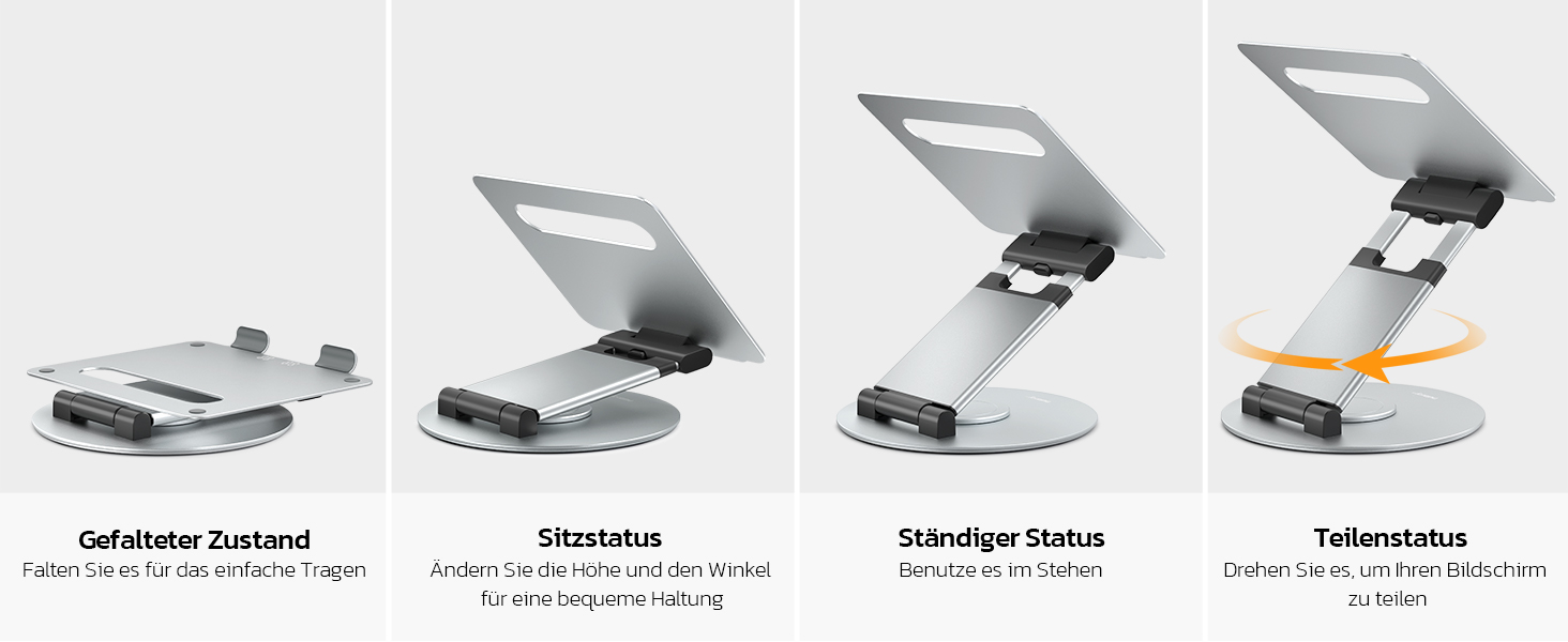 NULAXY Adjustable Laptop Stand - 360° Swivel Base, Height Adjustable up to 20