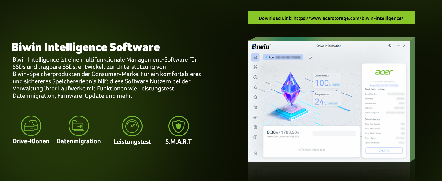 SSD Acer FA200 1TB PCIe 4.0 NVMe - Швидкий накопичувач для ПК, ноутбука, PS5 (Gen4)