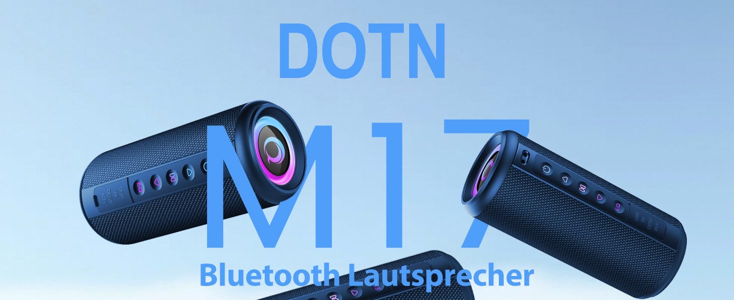 Bluetooth колонка 2026 з RGB підсвіткою, портативна, водонепроникна IP7, 20 годин роботи, з мікрофоном, для спорту, саду, вулиці - блакитна