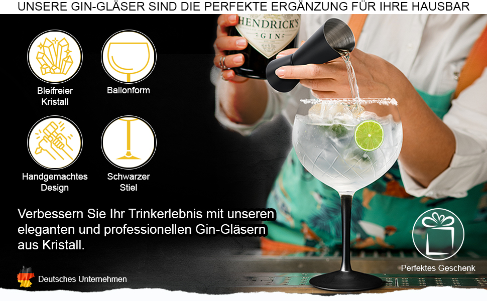 Набір Gin Tonic Glass Miamio Crystaluna (2 шт.) 650 мл: келихи для джину та коктейлів + мірний стакан та ложка