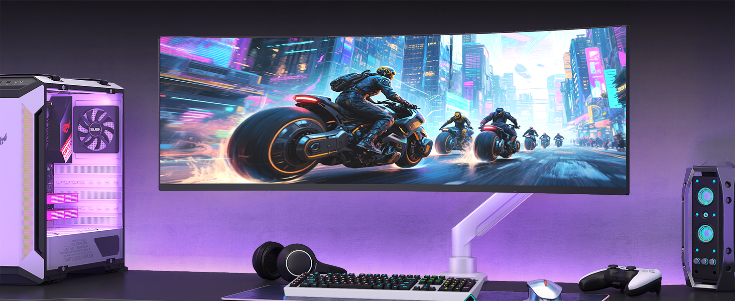 Кронштейн для монітора PUTORSEN Ultrawide до 49 дюймів (до 20 кг) — газліфт з регулюванням нахилу, повороту та обертання, VESA 75/100мм, білий