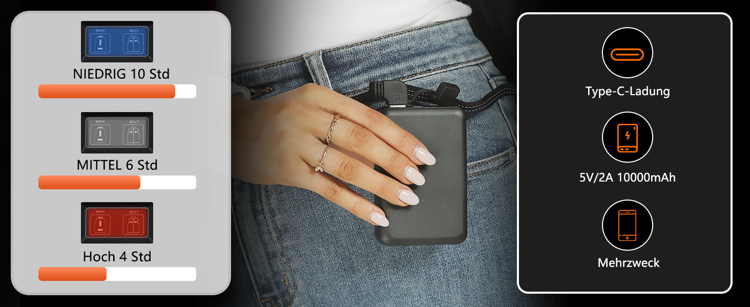 Гріюча жилетка для чоловіків та жінок з акумулятором 10000mAh, 5 зон обігріву, 3 режими температури, подвійне керування, для зимових активностей (L, Світло-чорний)