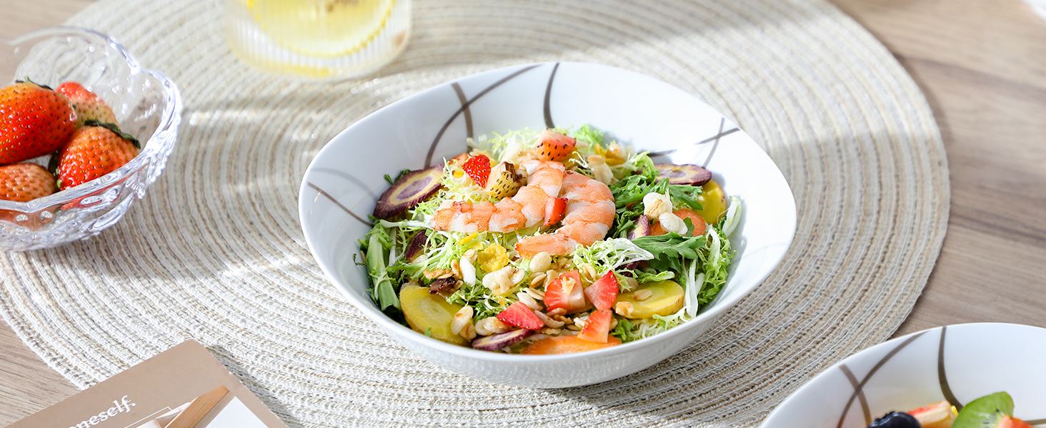 VEWEET Сервіз столовий 'Нікіта' з порцеляни, 24 елементи | Комплект посуду включає миски, десертні тарілки, тарілки для їжі та супові тарілки | Сервіз для 4-12 осіб, 24 елементи