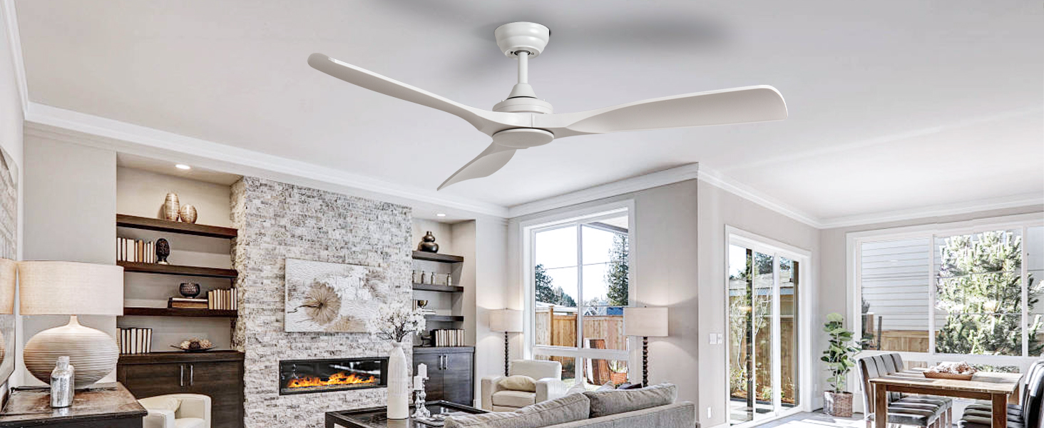 Стеляний вентилятор Depuley Leise з підсвічуванням для вулиці: LED лампа з вентилятором для саду, тераси - 132см, з підсвічуванням та APP для вітальні, ресторану, офісу (Білий, 52'' без підсвічування)