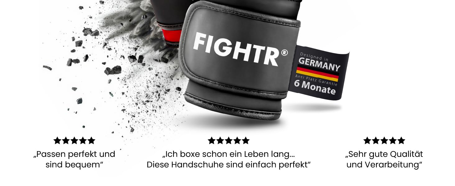Боксерські рукавички FIGHTR® - Максимальний захист та стабільність | Для боксу, ММА, муай-тай та кікбоксингу | Розміри 8-16 oz, з чохлом (12 oz, Чорний / Червоний)