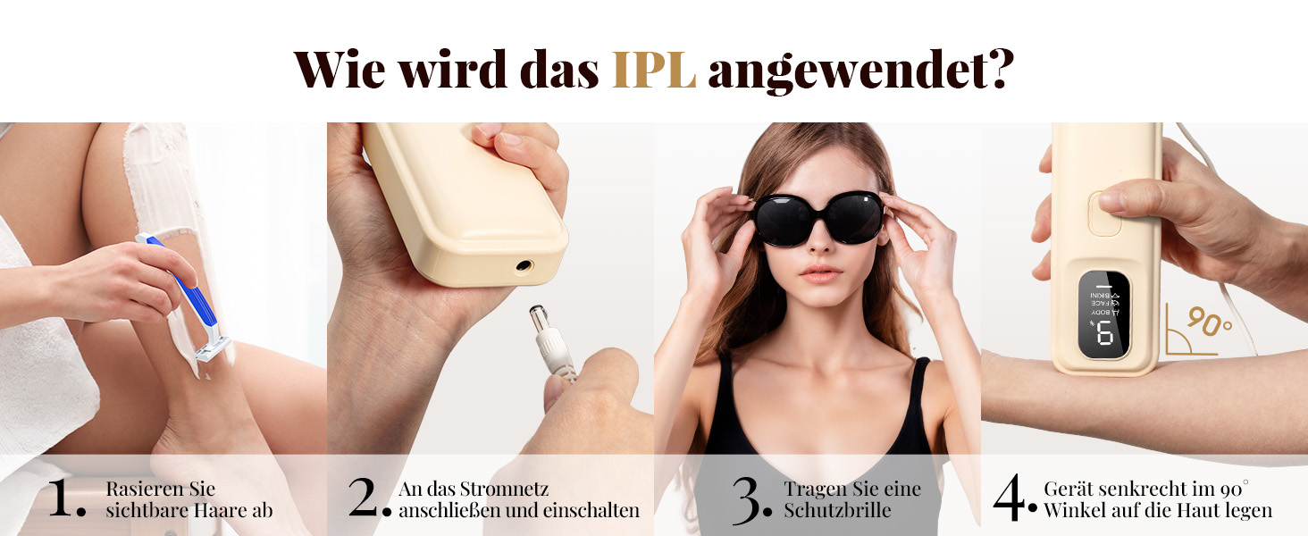 Пристрій для епіляції IPL Laser - Безболійний пристрій для видалення волосся IPL з 9 рівнями інтенсивності, 999,900 світлових імпульсів для дому, тіла, обличчя, зони бікіні та пахв (Бежевий)