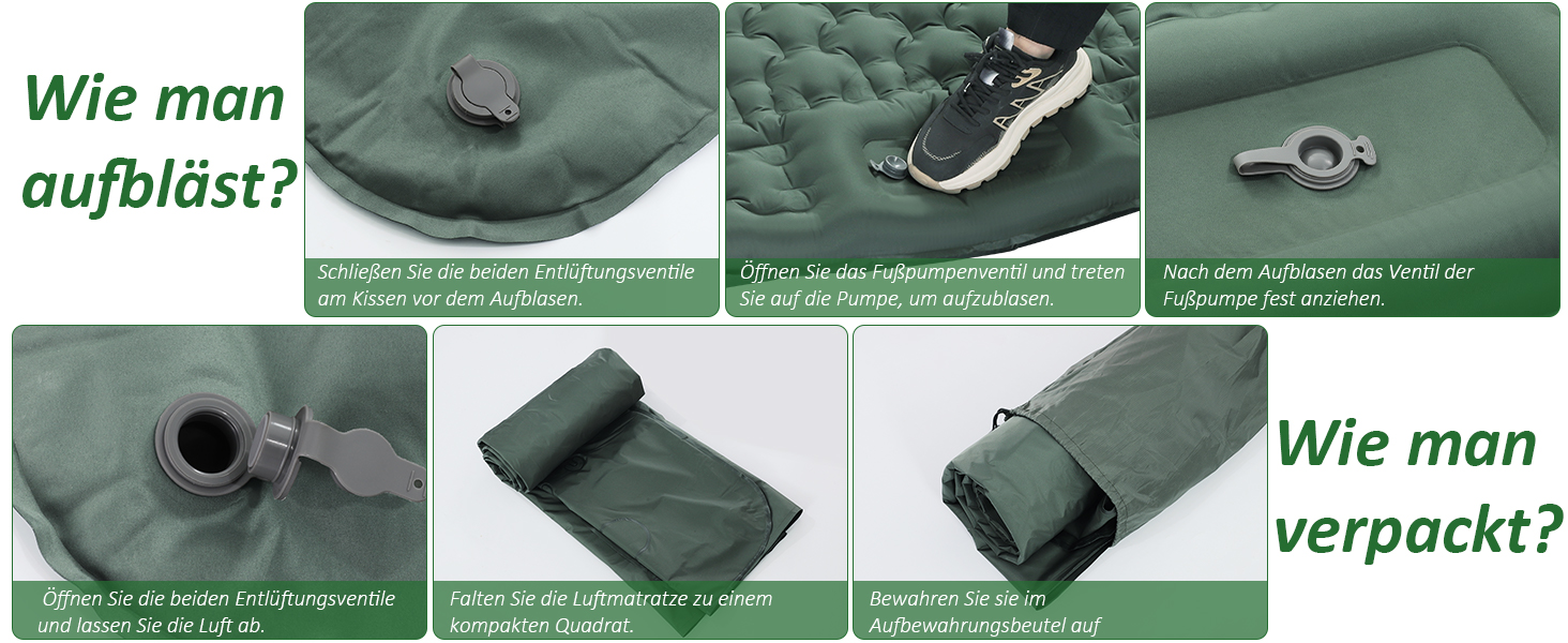 Каремат самонадувний Camping 2025, 12 см, з підголівником 16 см та помпою - для туризму, пляжу, кемпінгу. Ультралегкий, міцний