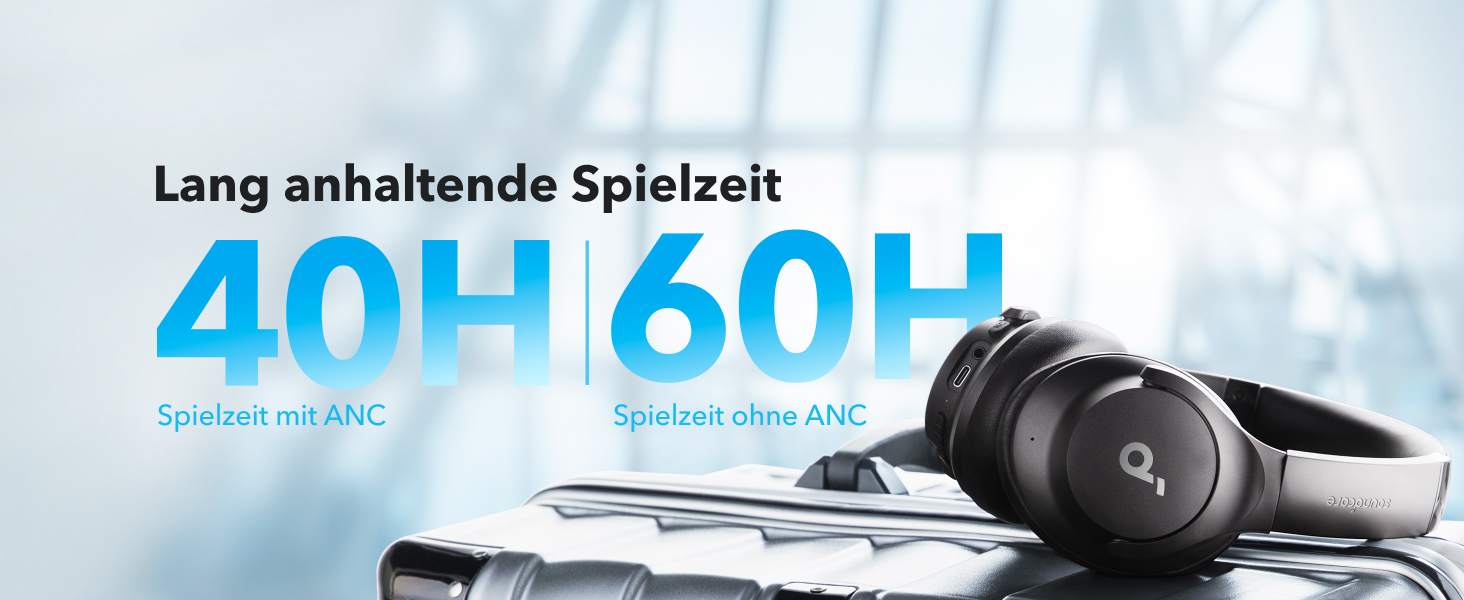 Бездротові Bluetooth-навушники Soundcore by Anker Q20i з гібридним активним шумозаглушенням (ANC), Hi-Res Audio, 40 годин роботи, керування через додаток, чорні (Відновлені)