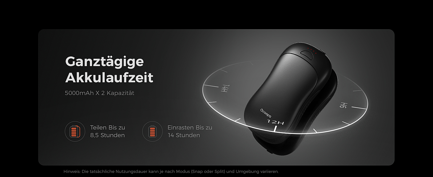 Електричні грілки для рук OCOOPA UT3 PRO (2 шт), 10000mAh, USB Powerbank, 4 режими нагріву, до 58°C, для чоловіків, ідеально для гольфу, полювання та кемпінгу, чорний