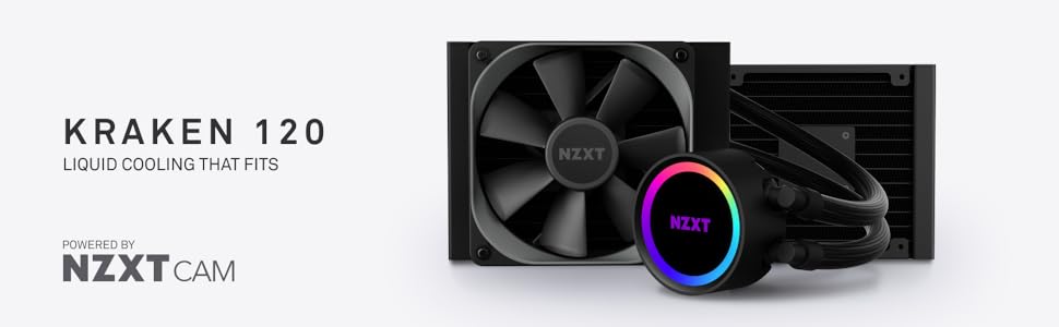 NZXT Kraken: Рідинне охолодження CPU AIO з LCD-дисплеєм та RGB підсвічуванням (120 мм, чорний)
