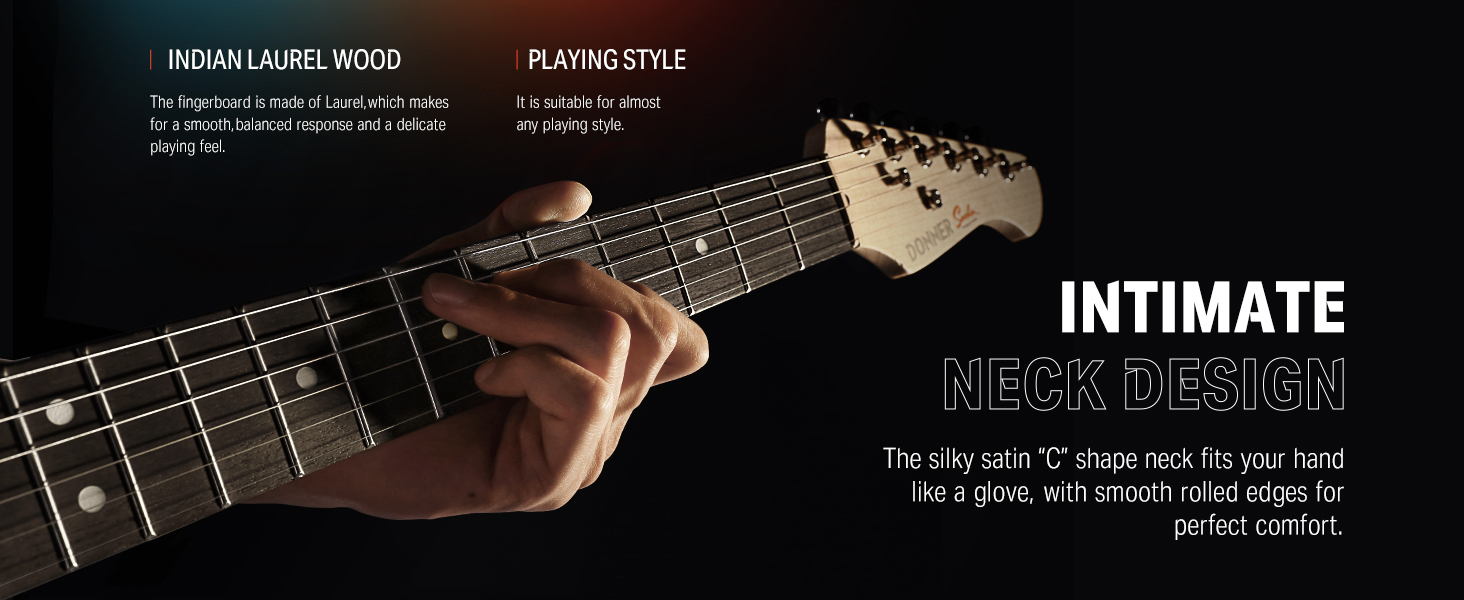 Електрогітара Donner 39 дюймів з кленовим гриф, комплект з підсилювачем, чохлом, каподастром, ременем, струнами, тюнером, кабелем та медіатором (білий)