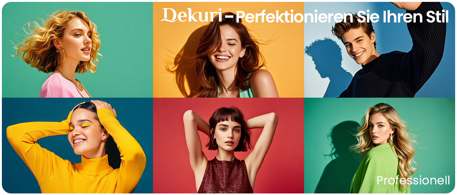 Dekuri Professional Ionic Hair Dryer with Diffuser & Styling Nozzles - 3 Heat & 2 Speed Settings, 2.5m Cord - Powerful Hair Dryer for Family Use (Black)