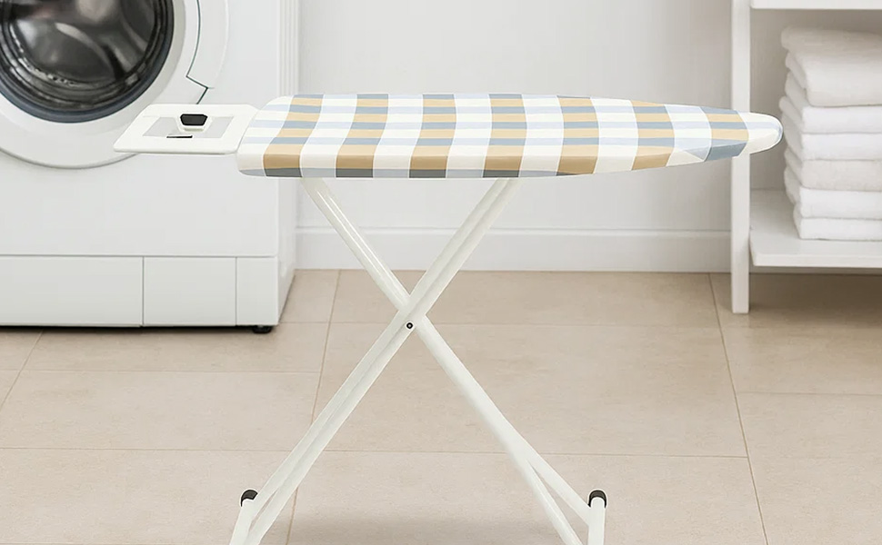 Відкидне прасувальне щитове поле AllRight 108.5/75 x 31 см, 7-рівневе регулювання висоти, з металевою сіткою, антиковзні ніжки, для парових прасок, зелений (жовто-зелений)