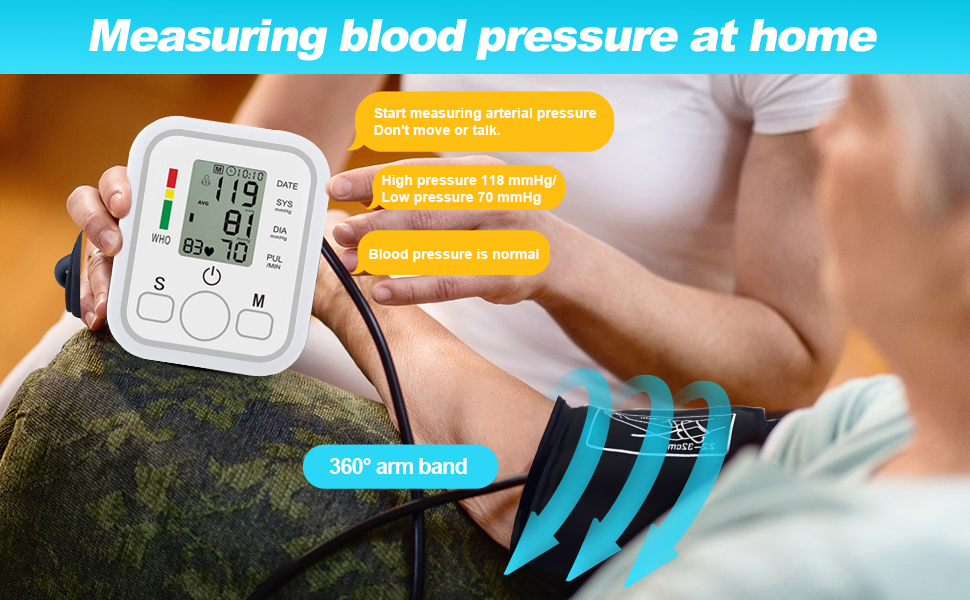 Тонометр на плече цифровий Oberarm, виявлення аритмії та вимірювання пульсу, велика манжета 22-36 см, 2 * 99 місця пам'яті