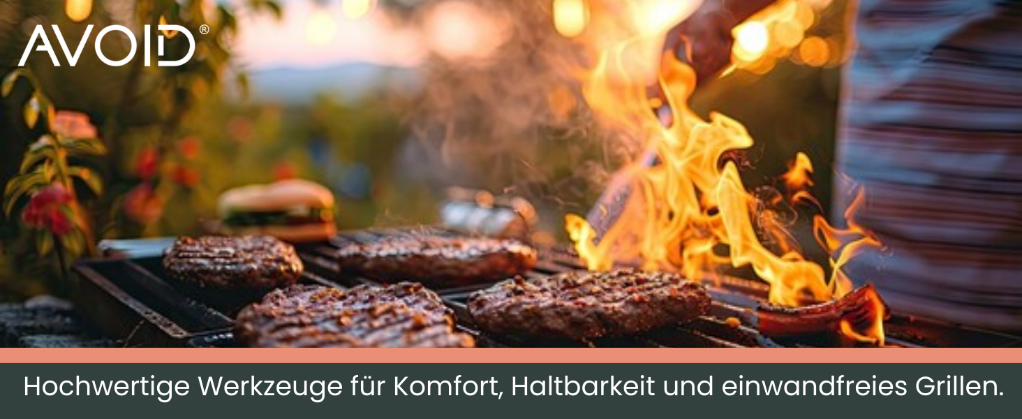 Набір для гриля AVOID - 28 предметів. Якісний набір аксесуарів для гриля з нержавіючої сталі. Ідеальний подарунок для чоловіків, татуся. Комплект для барбекю.