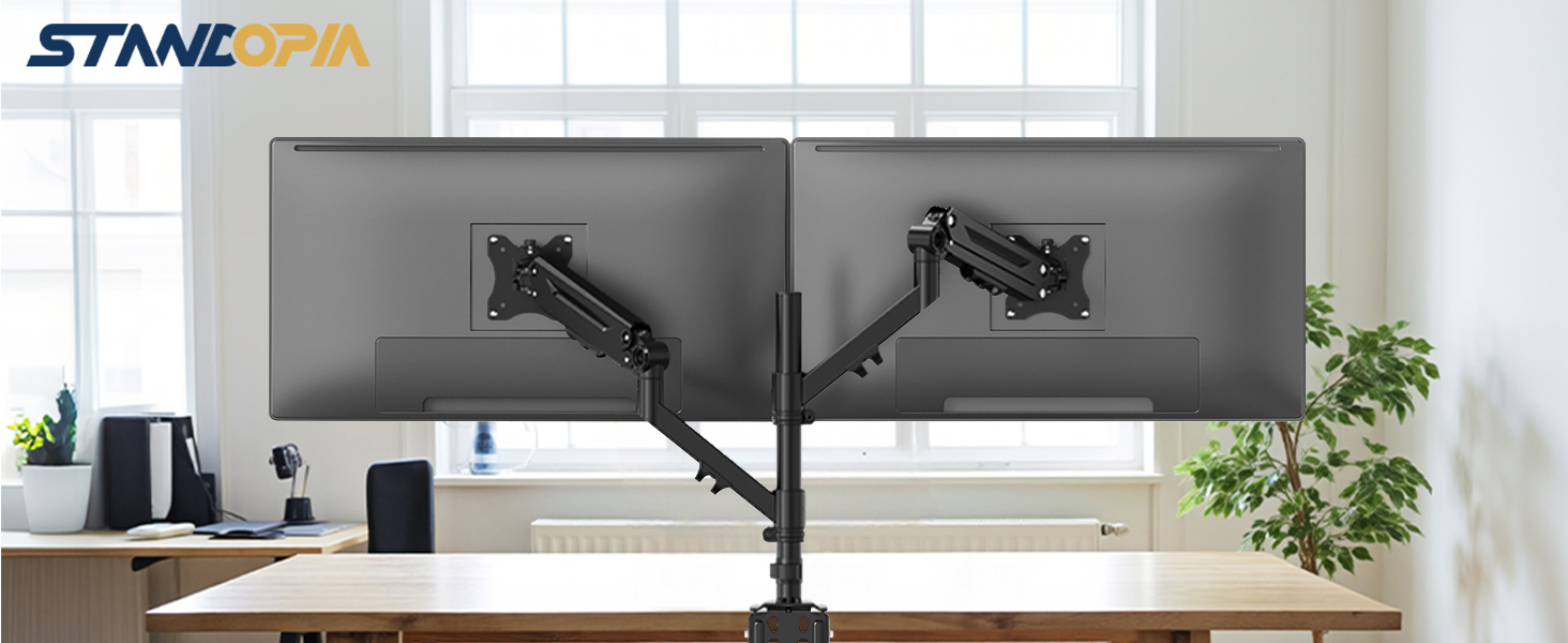 Тримач для монітора на 2 монітори, 17-40 дюймів, до 12 кг, вертикальне/паралельне кріплення, кріплення на клямці та гвинті, VESA 75/100 мм