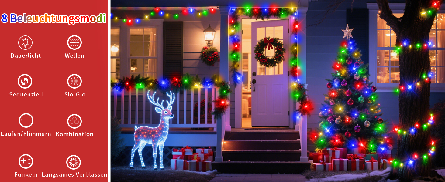 Ланцюжок прикрас для зовнішнього використання, 36 м, 1800 LED, тепле біле світло, 8 режимів, таймер, IP44, для балкона, саду, вечірки, шлюбу