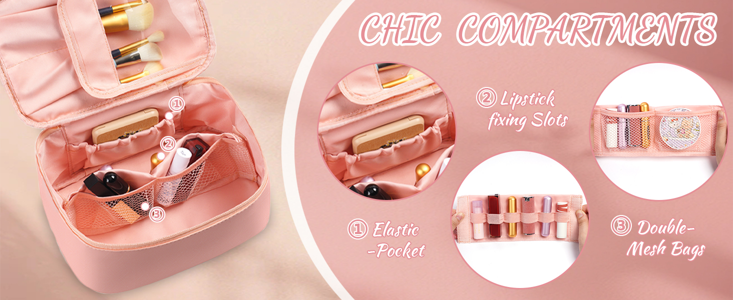 Велика косметичка для жінок, дорожня косметичка з відділеннями, шкіряна, чорна. Водостійка косметичка для макіяжу та аксесуарів.