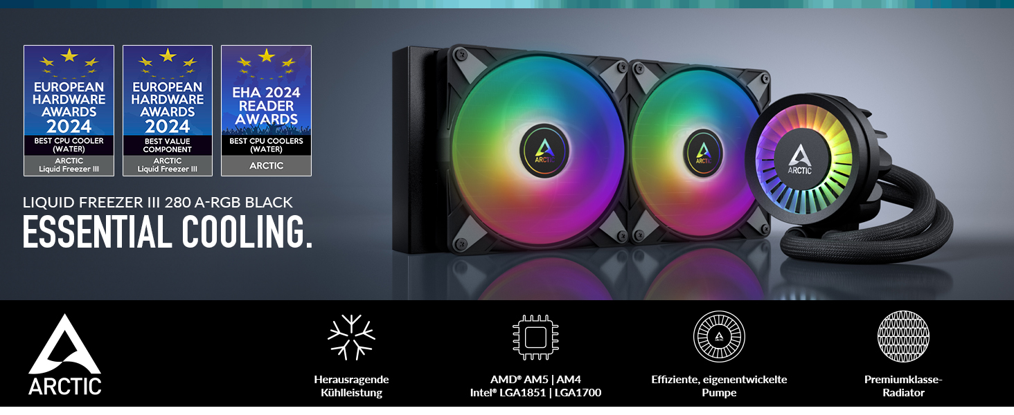 Система водяного охолодження ARCTIC Liquid Freezer III 280 A-RGB для ПК, Intel & AMD, білий колір