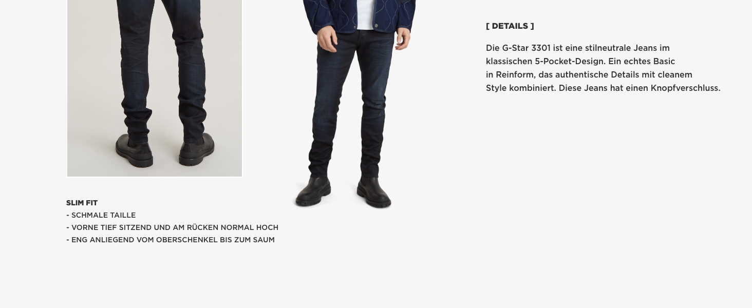 Джинси чоловічі G-Star 3301 Slim - вузькі, класичний синій колір