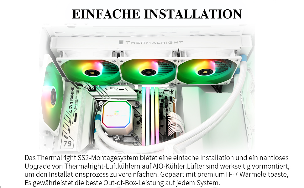 Система рідинного охолодження процесора Thermalright Frozen Prism 360 White ARGB, 360мм, 3 PWM вентилятори, для Intel LGA1700/1851/1200/115x та AMD AM4/AM5, Білий