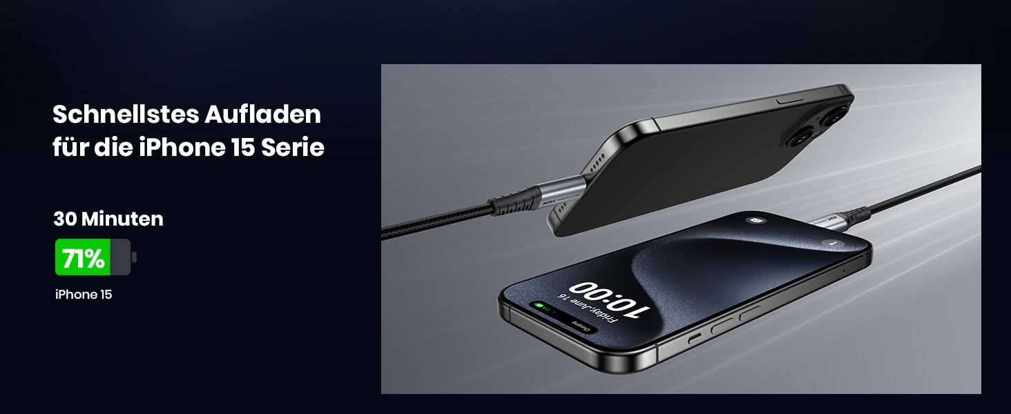 Кабель USB-C 240W, 2 шт. (2м+2м), нейлон, чорний, для iPhone, Samsung, Pixel, iPad, MacBook