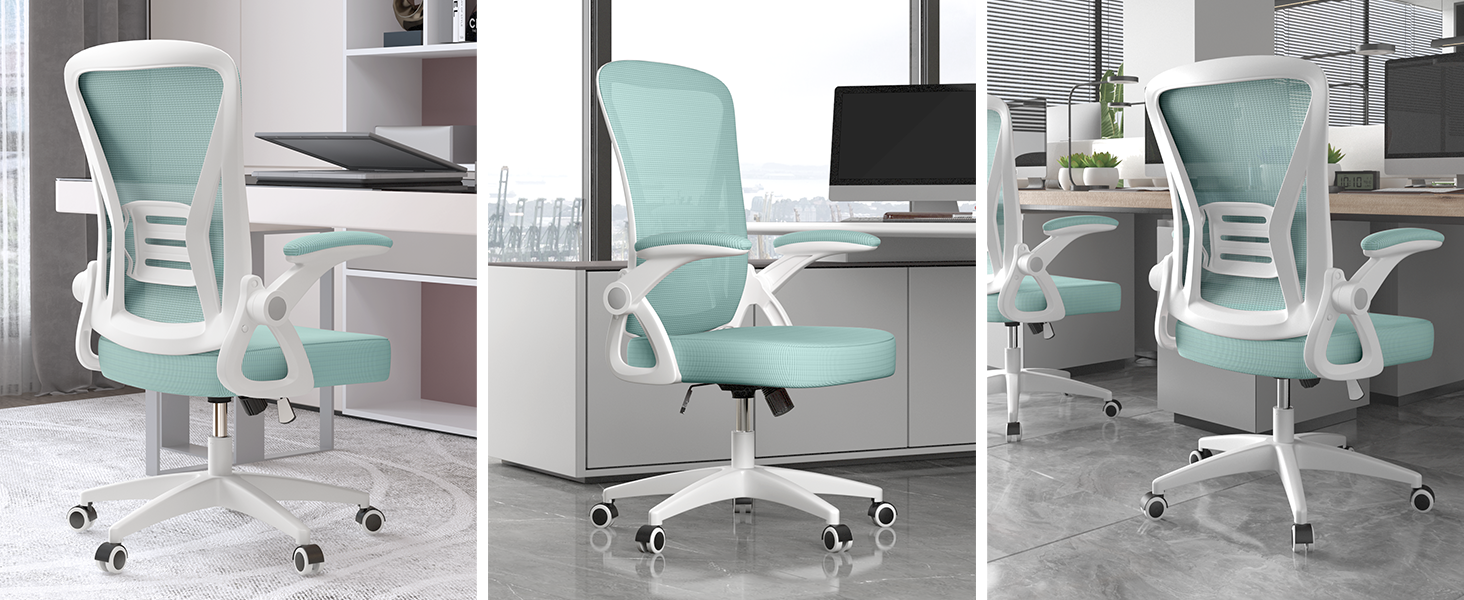 Офісний стіл Bürostuhl Rattantree: ергономічний крісло з підтримкою попереку, регульовані підлокітники, регулювання висоти, поворотне крісло з дихаючою спинкою для офісу та робочого кабінету, зелений