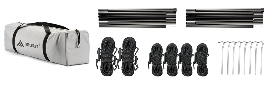 Тент Forceatt Zeltplane 3.7x4.3 м - ультралегкий, водонепроникний, з 6 кріпильними точками, анти-UV для кемпінгу та активного відпочинку (темно-синій & сірий)