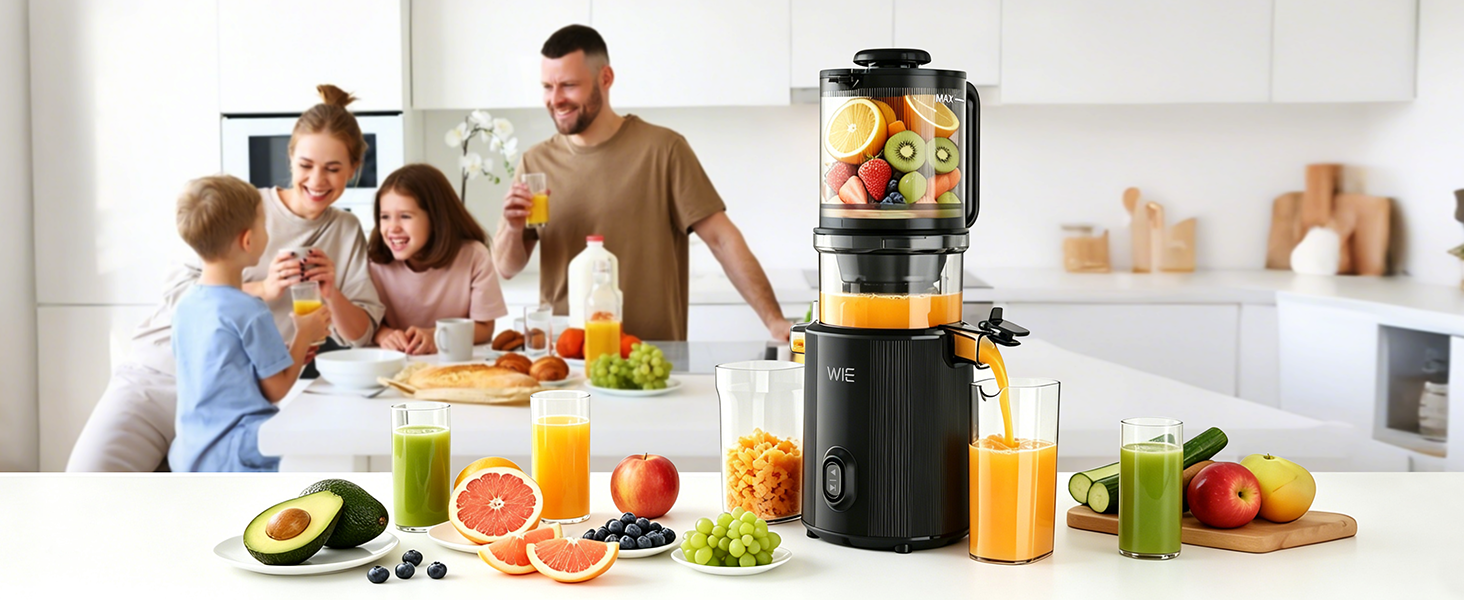 Шнекова соковижималка WIE 135мм Slow Juicer для цілих овочів та фруктів, ємність 2.6л