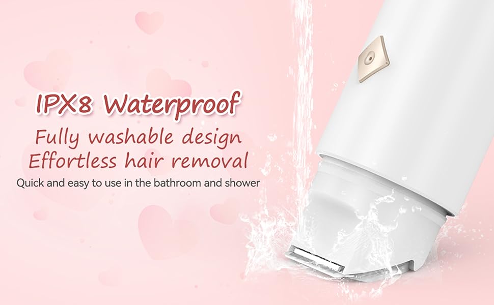 Електричний жіночий тример для тіла 2-в-1, IPX8, для бікіні-зони, обличчя та тіла, водонепроникний, для чутливої шкіри (білий)