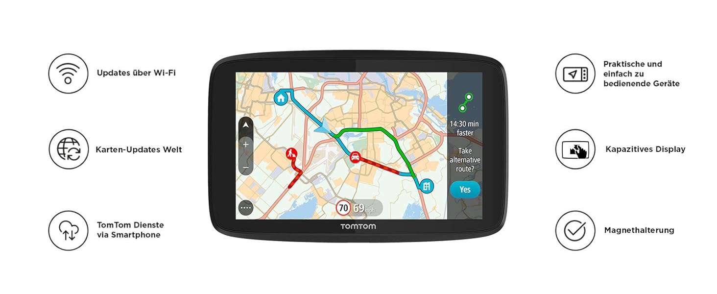 Автомобільний GPS-навігатор TomTom GO 620, 6 дюймів, Wi-Fi, оновлення карт світу, уникнення заторів через TomTom Traffic, відновлений
