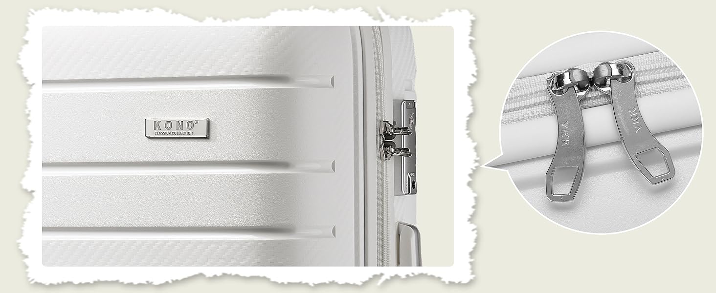 Валіза KONO Zwillingsrollen з TSA-замком, білий XL (76 см, 100 л)